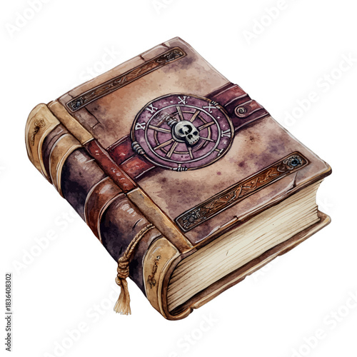 Ancient Magic Spell Book Clipart Illustration
