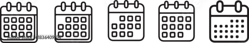 Calendar thin line icons set. Schedule icon concept. graphic design, logo, Web, UI. Calendar icon symbol pictogram. stroke designs.