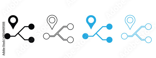 Location & Travel Icon Set – Vector Map Pins, GPS, Compass, Airplane Routes, and Navigation Symbols