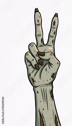 Creepy Zombie Hand Showing Peace Sign