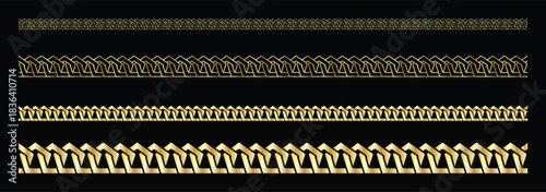 Chain brush set. Metal chain vector. isolated on black background.