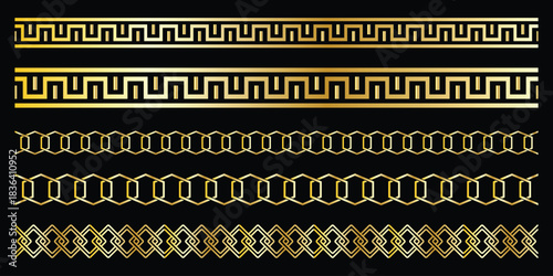 Chain brush set. Metal chain vector. isolated on black background.