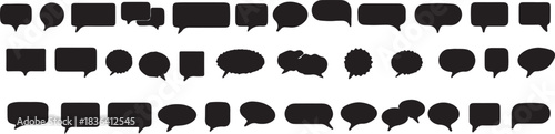 Speech bubble collection. Set of speech bubble icon vector. Comment box icon vector set. Speech bubble comic buttons for web design. dialogue box silhouette vector set. Chat message template. 