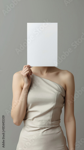 Wallpaper Mural young woman holding blank white board Torontodigital.ca