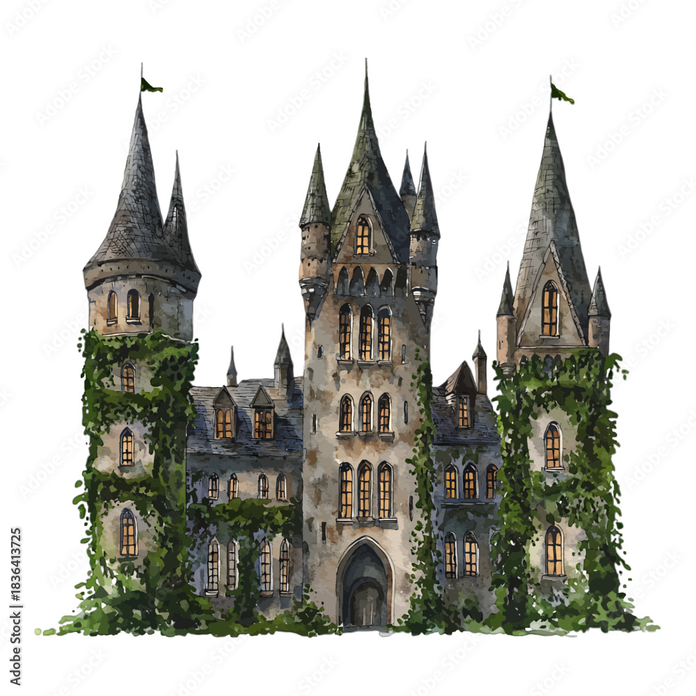 Fototapeta premium Fantasy Castle Vector Illustration 