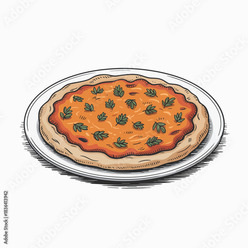 This image showcases a perfectly baked vegetable pizza topped with fresh herbs, emphasizing its deliciousness and appealing presentation for culinary enthusiasts.
