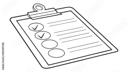 Hand drawn clipboard with a checklist and completed tasks