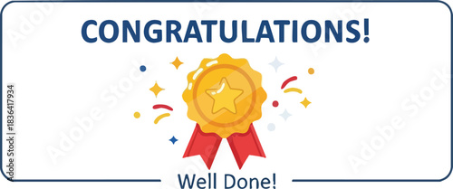 Congratulations Badge - Well Done Ribbon Award Design