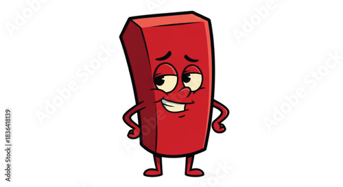Smug red brick cartoon character with a confident expression.