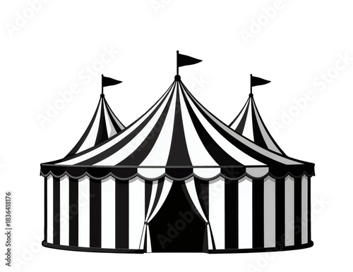 Black and White Striped Circus Tent Illustration