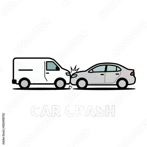 Car Crash Vector Illustration in Minimal Design