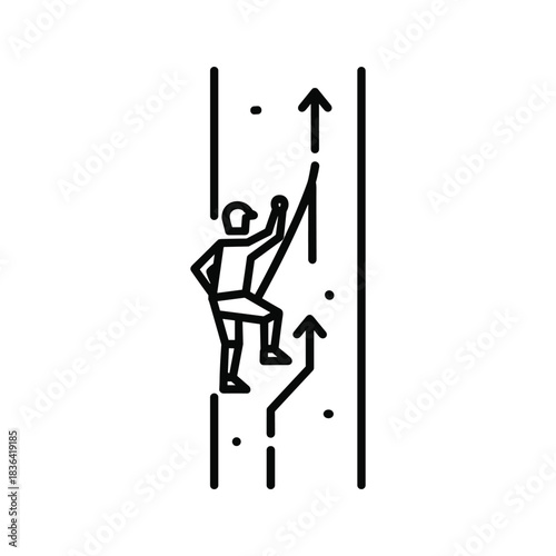 Person Climbing Upwards Icon Representing Progress, Growth, Success, and Overcoming Challenges