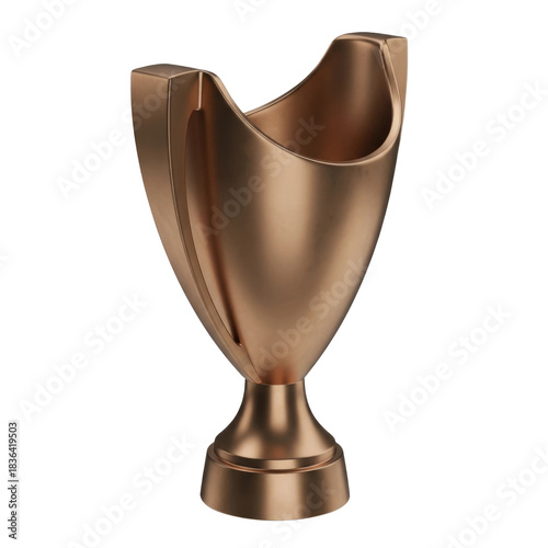 Bronze trophy with curved 3D icon isolated on white transparent background png 2025 2026 download