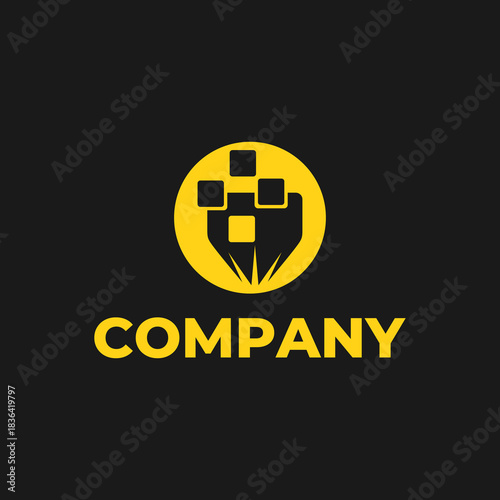 CNC machine illustration logo design, abstract, laser beam sparks, laser cutting, metalworking, element, machining, computer, stainless, modern, industrial, engineering, symbol, sign, laser, cutting