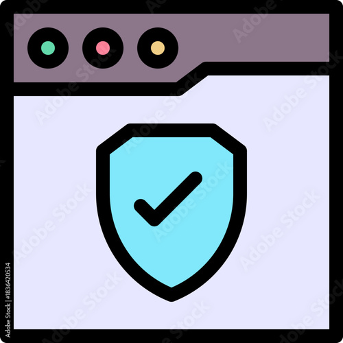 Security Shield Protection Lineal Colour Style Vector Icon
