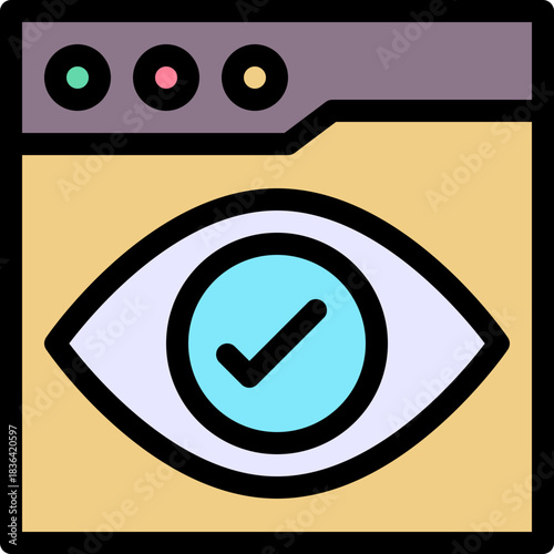 View Visibility Browser Lineal Colour Style Vector Icon