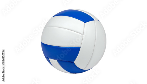 A close-up of a white and blue striped volleyball against a black backdrop Free Download A close-up of a white and blue striped volleyball against a black backdrop - GFXLoad