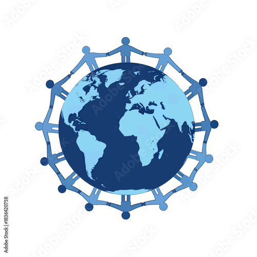 Global Unity Blue Planet Earth Icon Illustration
