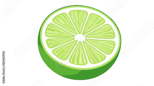 Green Lime Slice Vector Illustration