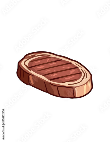 Grilled Steak Flat Design Vector Illustration