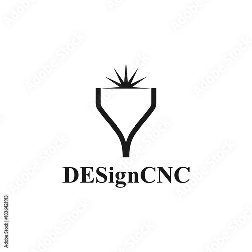 CNC machine illustration logo design, abstract, laser beam sparks, laser cutting, metalworking, element, machining, computer, stainless, modern, industrial, engineering, symbol, sign, laser, cutting