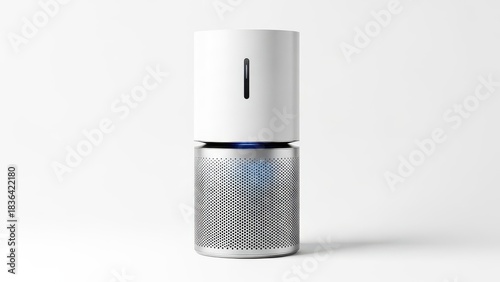 Modern White and Grey Air Purifier on a Clean White Background.