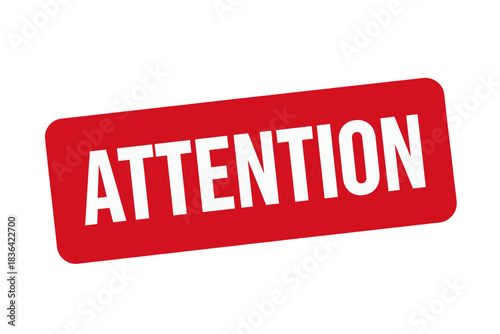 Red Attention Warning Label Vector Illustration