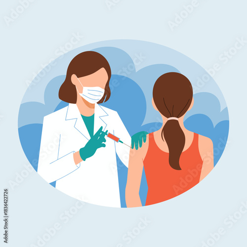 An illustration showing a healthcare professional safely administering a vaccine to a patient, highlighting the importance of vaccinations in public health and safety.