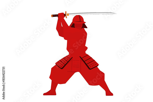 Red Samurai Warrior Vector Illustration