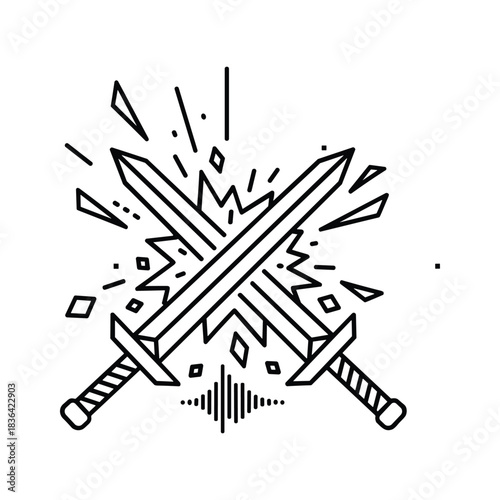 Clash of Swords Line Art Icon