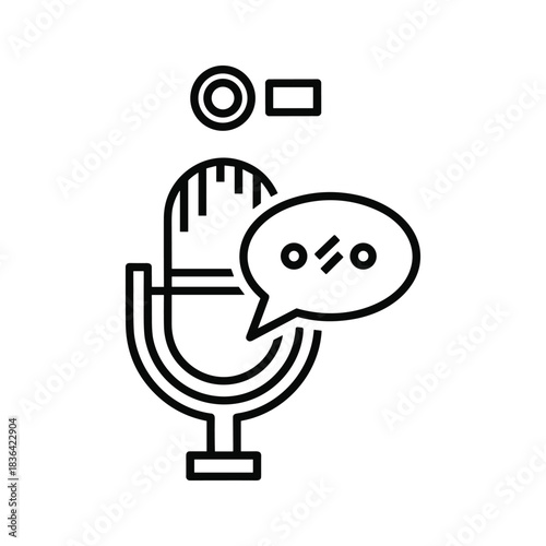 Microphone Audio Recording and Speech Line Icon