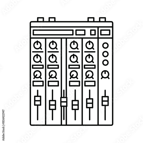 Professional Audio Mixer Control Panel Line Art Icon