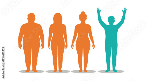 Weight Loss Transformation Vector Illustration