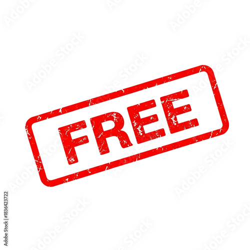 Red grunge stamp with word free isolated on transparent background