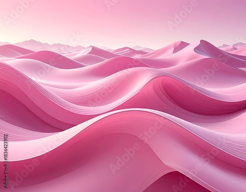 Fototapeta Naklejka Na Ścianę i Meble -  Surreal landscape of layered pink curves resembling sand dunes