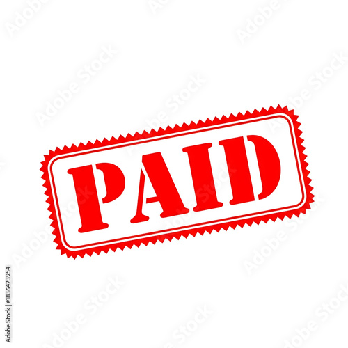 Red paid stamp isolated on transparent background