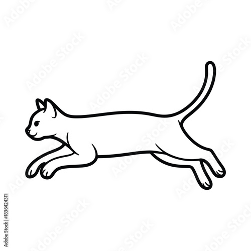Outline drawing of a cat in mid stride