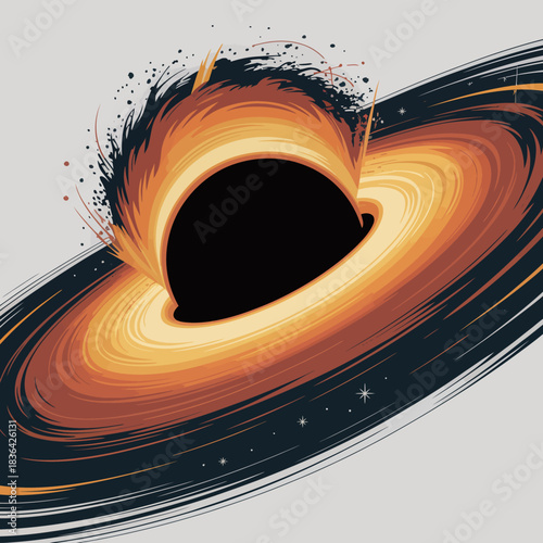 A vivid depiction of a black hole surrounded by swirling cosmic elements, illustrating the awe and mystery of space phenomena in a dynamic and captivating way.