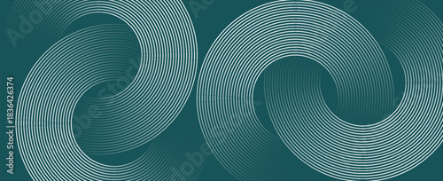 Abstract green glowing geometric lines on gray background. Modern shiny blue circle lines pattern. Futuristic technology concept. Suit for cover, poster, banner, brochure, header, website vector