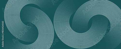 Abstract green glowing geometric lines on gray background. Modern shiny blue circle lines pattern. Futuristic technology concept. Suit for cover, poster, banner, brochure, header, website eps 10