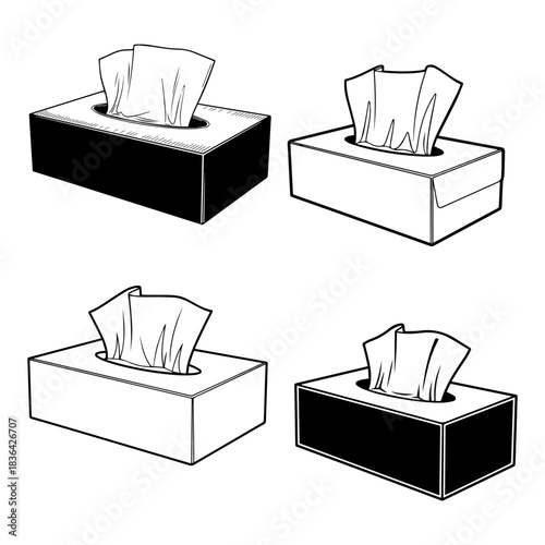 white and black Tissue Box with White Tissues