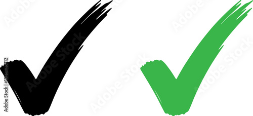 Black and green check mark icons hand drawn style