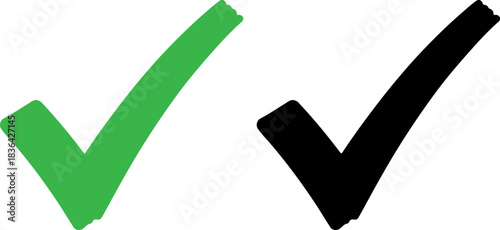 Green and black check mark symbols on white background