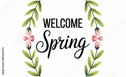 A beautifully composed design welcomes spring with elegant floral motifs and inviting typography, capturing the essence of renewal, joy, and the beauty of the season.