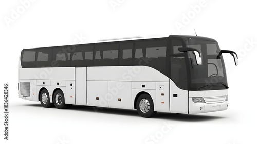 Modern white tour bus isolated on a white background for transportation needs
