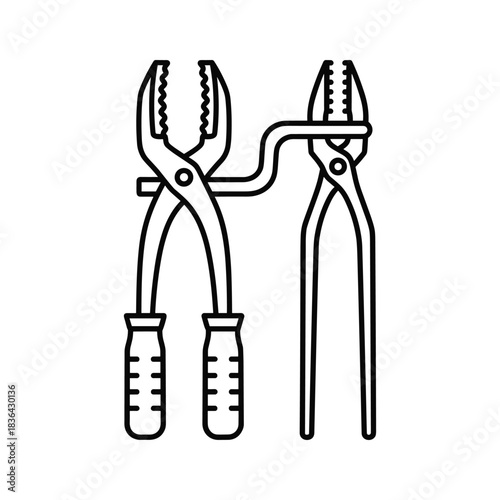 Blacksmithing Tongs and Forging Pliers Line Art Icon
