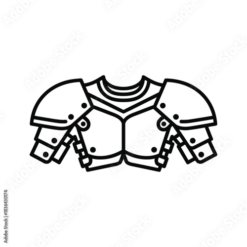 Medieval Knight Armor Chest Plate with Pauldrons Outline Icon