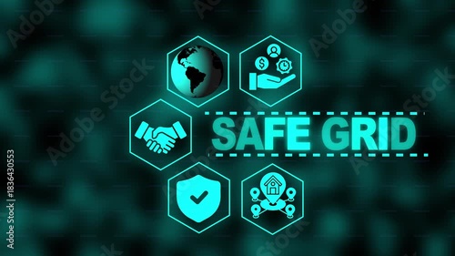 Secure Global Network Concept with Icons and Text 