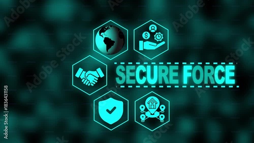 Secure Force Concept with Icons of Earth Handshake Finance Security and Smart Home Technology earth icon