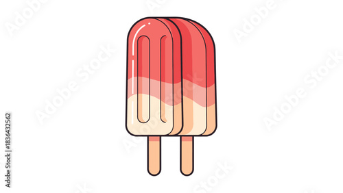 Two Refreshing Fruit Popsicles on Sticks Summer Sweet Treat Illustration